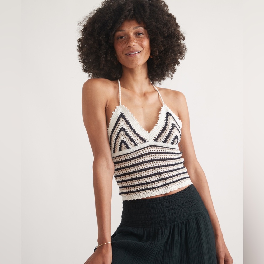 NWT Marine Layer Archive Mia Crochet Tank in Neutral Stripe
